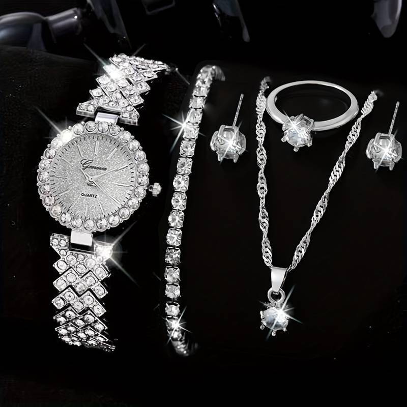 MD-1003 Watch Set Fashion Watch Gift Set Quartz Watch + Necklace + bracelet + Ri 