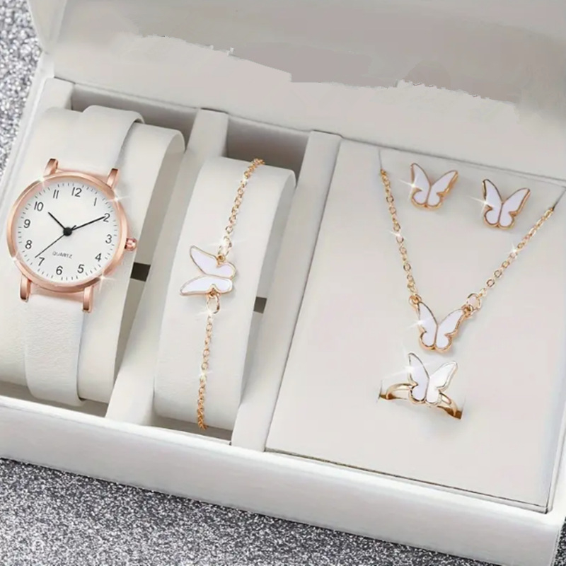 MD-1004 Watch Set Fashion Watch Gift Set Quartz Watch + Necklace + bracelet + Ri 