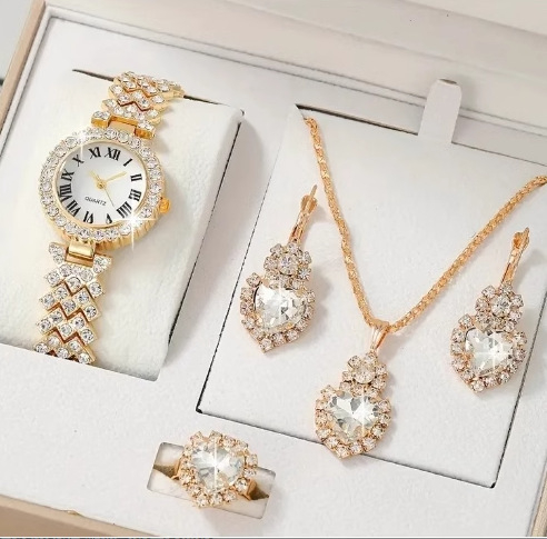 MD-1005 Watch Set Fashion Watch Gift Set Quartz Watch + Necklace + bracelet + Ri 