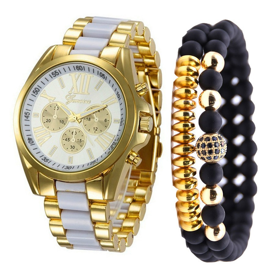 MD-s01399 Fashion simple three eyes steel belt quartz watch bracelet (3PCS/SET) 